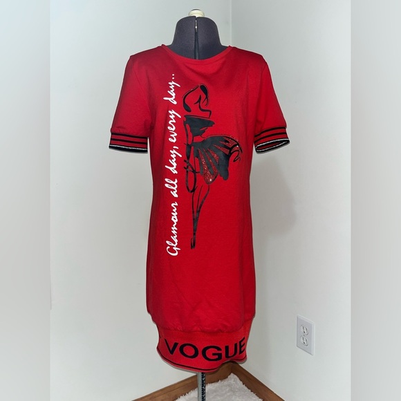 Red Tricotto Glam Dress with Black Accents - Picture 9 of 12